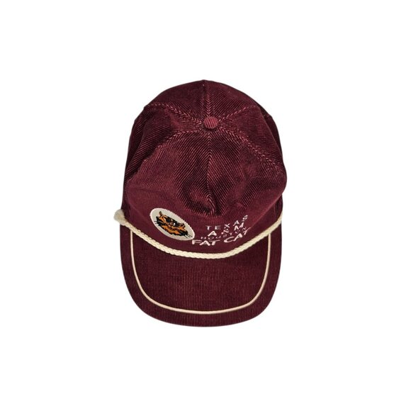 Vintage Texas A&M Aggies Houston Fat Cat Corduroy Hat Cap Strapback Rope Maroon - Picture 9 of 12
